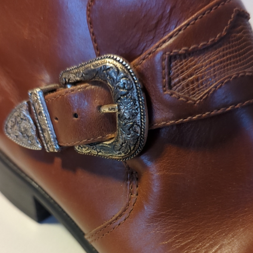 Ariat Brown Leather Ankle Booties with Decorative Buckle 7.5 8 US - Picture 6 of 8